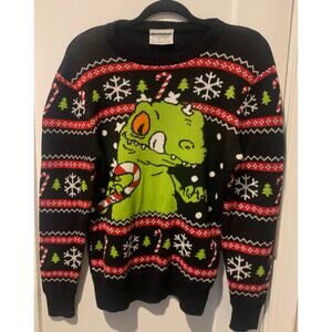 Nickelodeon‎ Reptar Ugly Christmas Sweater Small Black Rugrats Holiday 2017